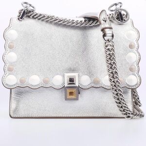 Fendi Silver Vitello Kan I Small Shoulder Bag